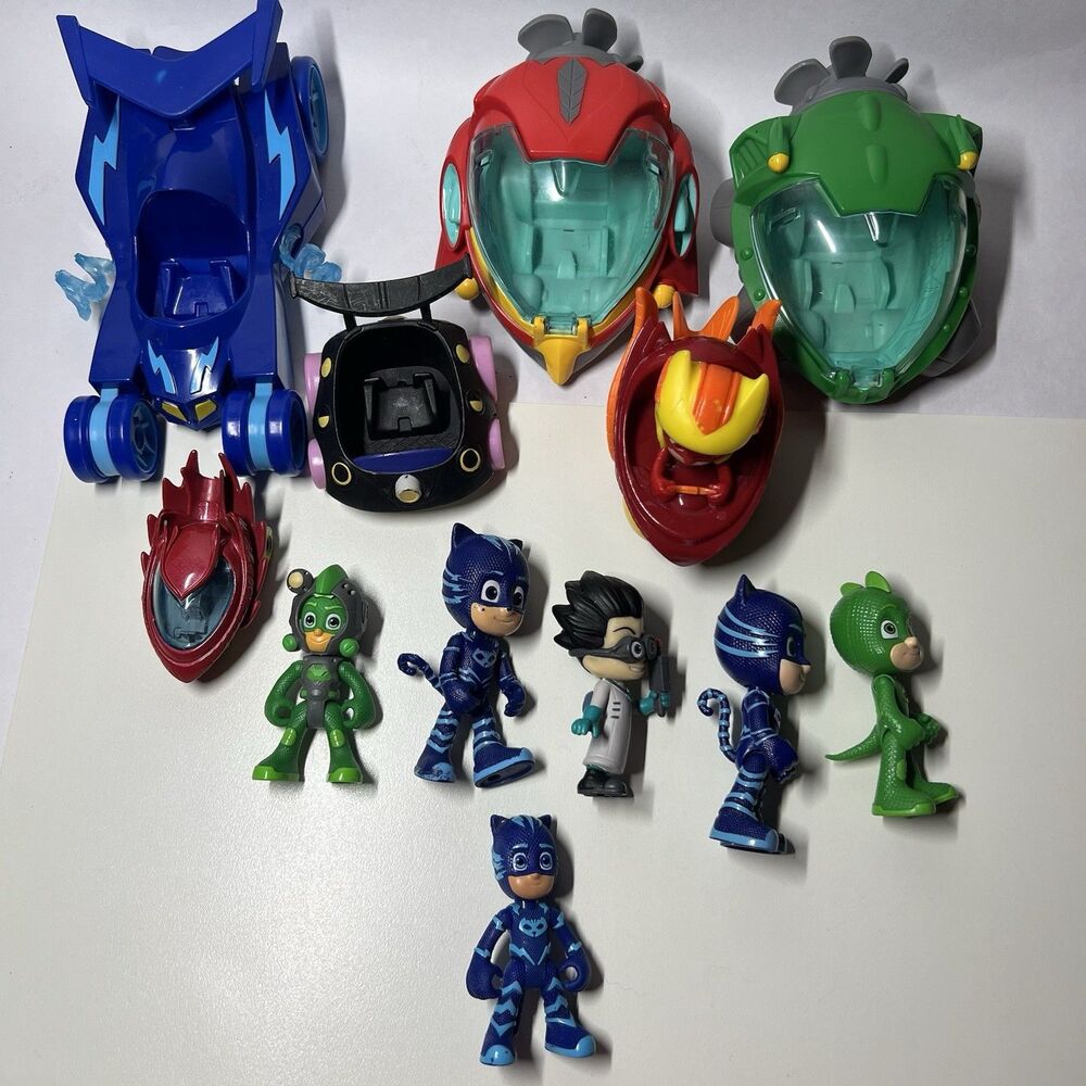 PJ Masks Hasbro Toy Lot Animal Power Flash Cruiser Transforming Vehicles Figures